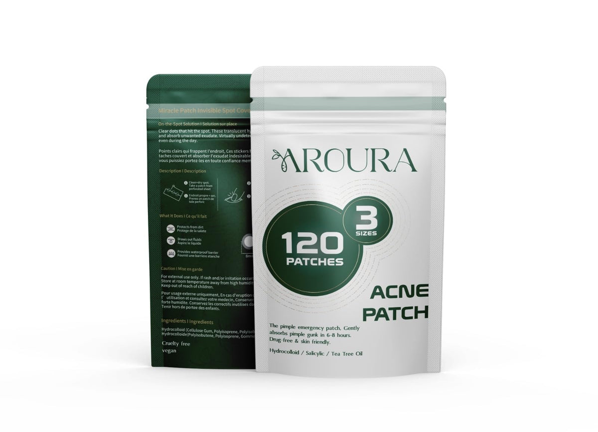 Aroura Premium Pimple Acne Patches Invisible (120 Pack) Improved Formula with Salicylic Acid, Tea Tree Oil & Hyaluronic Acid Day & Night Hydrocolloid Acne Dots for Clear Skin Advanced Acne Stickers