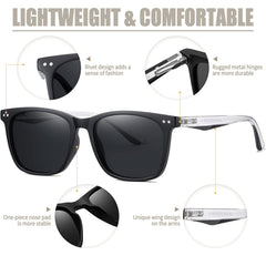 Joopin Polarized Sunglasses for Women UV Protection Classic Square Vintage Shades of Men Driving Fishing Traveling Lightweight Glasses