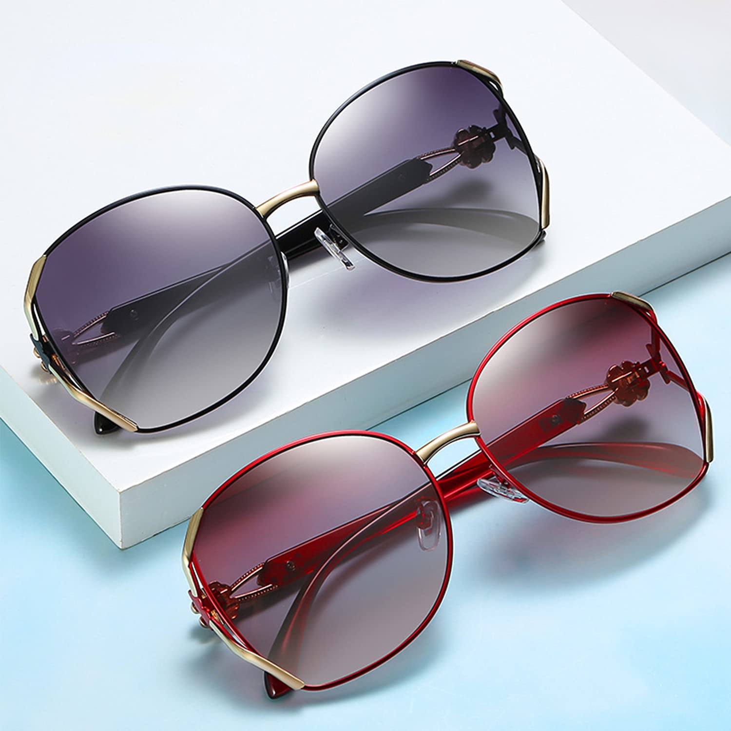 NALANDA Polarized Sunglasses With UV400 HD Lens Metal PC Frame for Women's Glasses For Outdoor Travel Driving Daily Use Etc,Vintage Retro Stylish Design,100% UV Blocking
