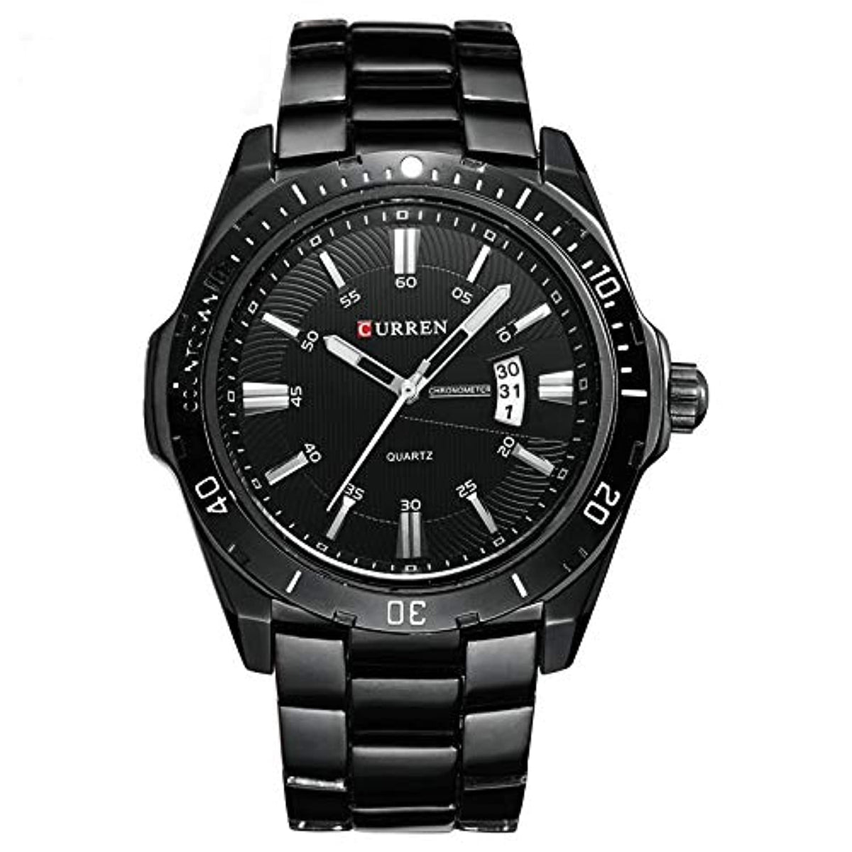 CURREN 8110 Men Japan Quartz Movement Leather Watch Stainless Steel Sport Wrist Watch Relogio Masculino Gift - black