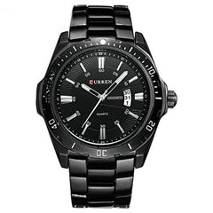 CURREN 8110 Men Japan Quartz Movement Leather Watch Stainless Steel Sport Wrist Watch Relogio Masculino Gift - black