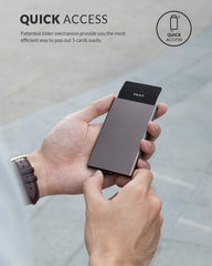Pop Up Wallet, Slim Minimalist Credit Card Holder For Men and Women RFID Blocking Mini Metal Case - nickel grey