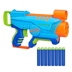 Nerf Elite Junior Explorer Easy-Play Toy Foam Blaster, 8 Nerf Elite Darts, Nerf Blasters for Kids Outdoor Games, Ages 6 & Up