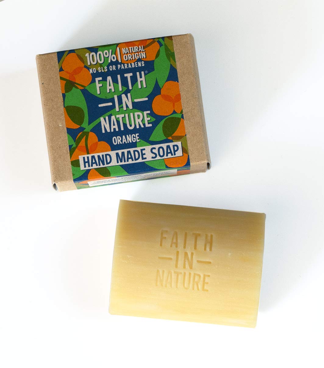Faith in Nature | 100 g | Orange Handmade Soap | 100% Natural Origin | Detoxifying | No SLS or Parabens | Vegan & Cruelty-Free Skincare