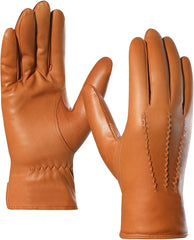 Harssidanzar Men's Italian Sheepskin Leather Gloves - Tan