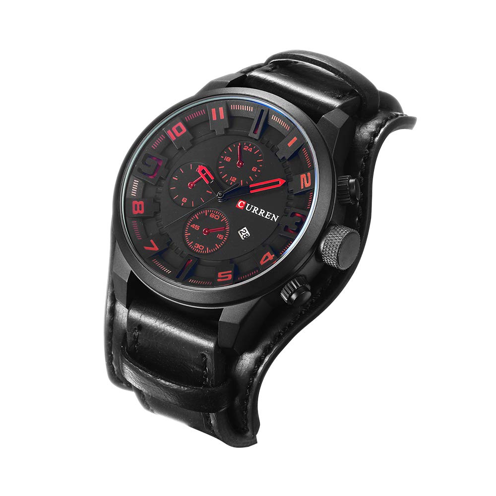 CURREN 8225 Quartz Leather Strap 30M Waterproof Watch - Black