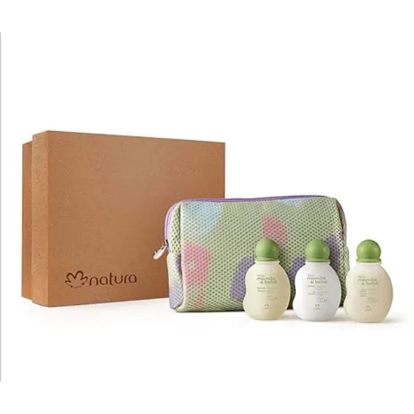 Natura Mom & Baby Travel Holiday Gift Set Gentle Brazilian Skincare for Babies Moisturizer, Cologne & Soap Alcohol Free, Natural Origin, Perfect Baby Shower or Holiday Gift