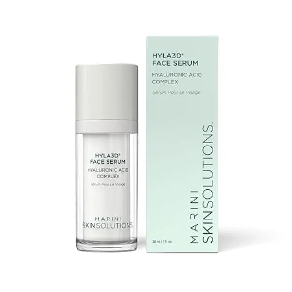 Marini SkinSolutions Hyla3D Face Serum Patented Hyaluronic Acid Complex Long Lasting Skin Hydration Good for Fine Lines, Wrinkles, Laxity, Volume All Skin Types Made in the USA 1 fl oz