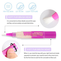 Excefore 2 Pack Full Coverage Concealer Stick, Waterproof Correcting Concealer Pen, Cream Foundation Eye Brightener, Anti Aging, Natural Matte Finish