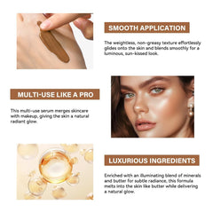 Butter Glow Bronzing Serum (30ml), Hydrating & Nourishing Tinted Serum – Lightweight, Non-Greasy Bronzing Drops for Even Skin Tone, Radiant Sunkissed Complexion – Skincare Makeup Primer & Highlighter