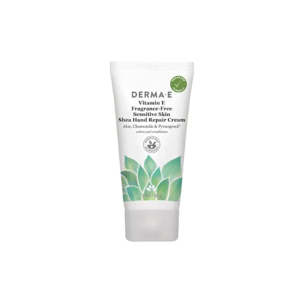 Derma E Vitamin E Fragrance Free Sensitive Skin Shea Hand Repair Cream – Intensive Therapy Hand Cream – Cruelty Free Unscented Lotion for Dry or Cracked Skin, 2 oz
