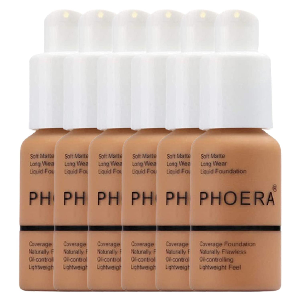 Glamza Phoera Foundation Full Coverage Makeup Set - 24hr Long Lasting Oil Control - Soft Smooth Matte Flawless Concealer Cream - Inc x6 30ml Foundation & Silicone Blender Sponge (108 Tan)