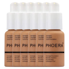 Glamza Phoera Foundation Full Coverage Makeup Set - 24hr Long Lasting Oil Control - Soft Smooth Matte Flawless Concealer Cream - Inc x6 30ml Foundation & Silicone Blender Sponge (108 Tan)