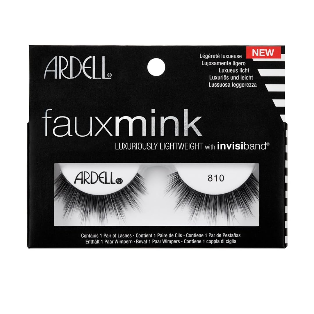 Ardell Faux Mink Lash, feathery look, Lightweight with Invisiband- 810, Black
