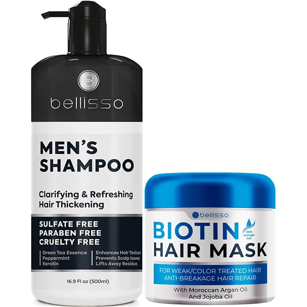 BELLISSO Shampoo for Men and Biotin Hair Mask