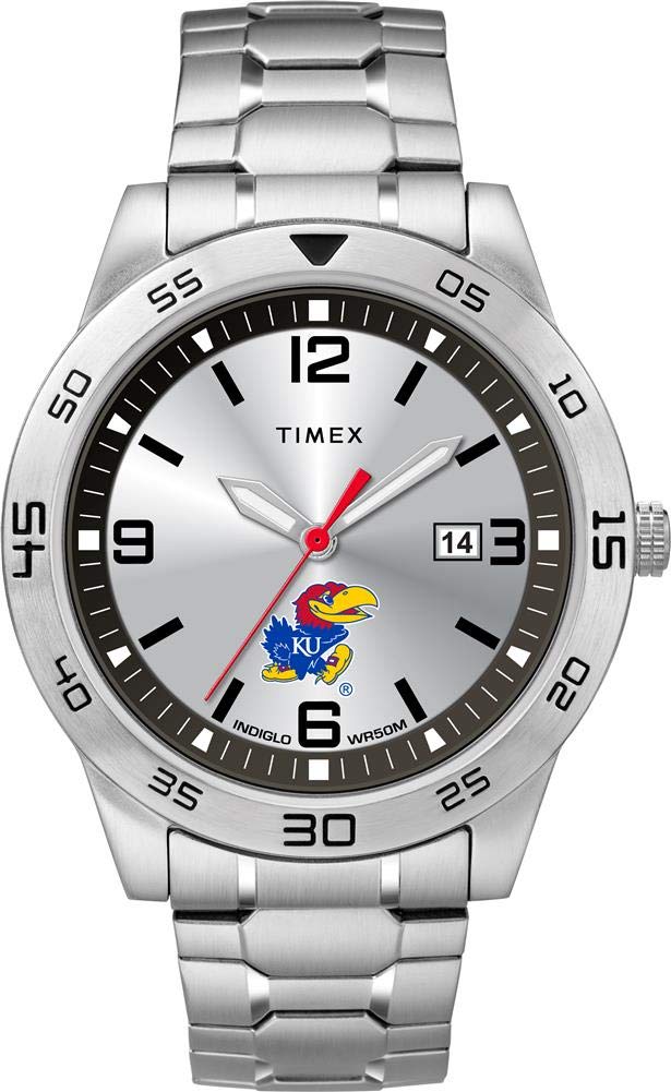 Timex Tribute Men's Citation 42mm Quartz Watch with Stainless Steel Strap - Kansas Jayhawks