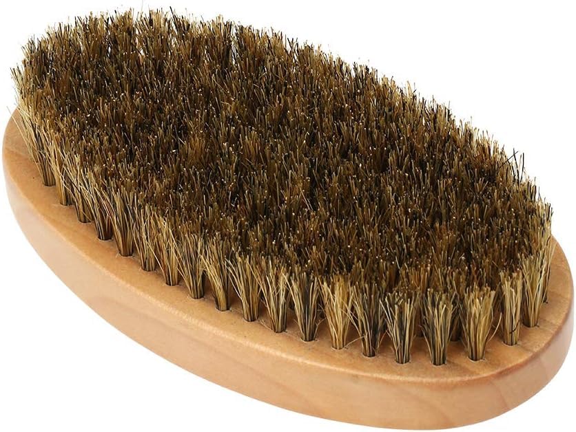 LA PERLA TECH Men's Beard Brush with Wooden Handle Firm Bristles for Taming & Softening Facial Hair Skin Care & Beard Grooming Palm Size