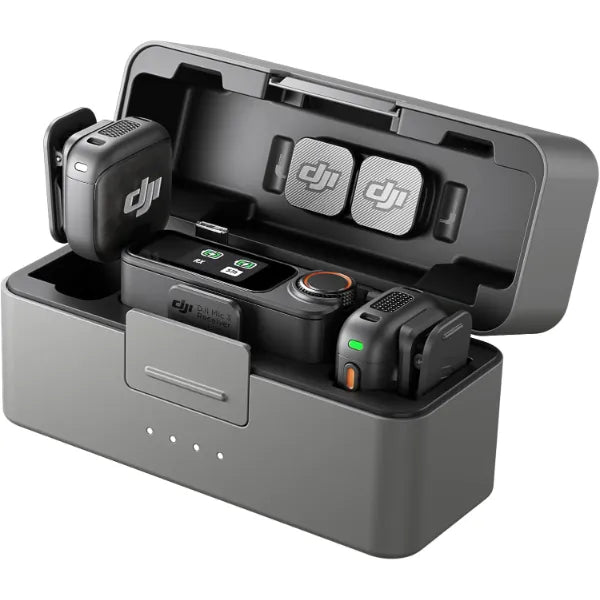 DJI Mic 3 (2 TX + 1 RX + Charging Case), Wireless Microphone | Mini Mic for iPhone/Camera/Android, Ultralight, Adaptive Gain Control, Dual Band Anti-Interference, 28h Use, Vlog
