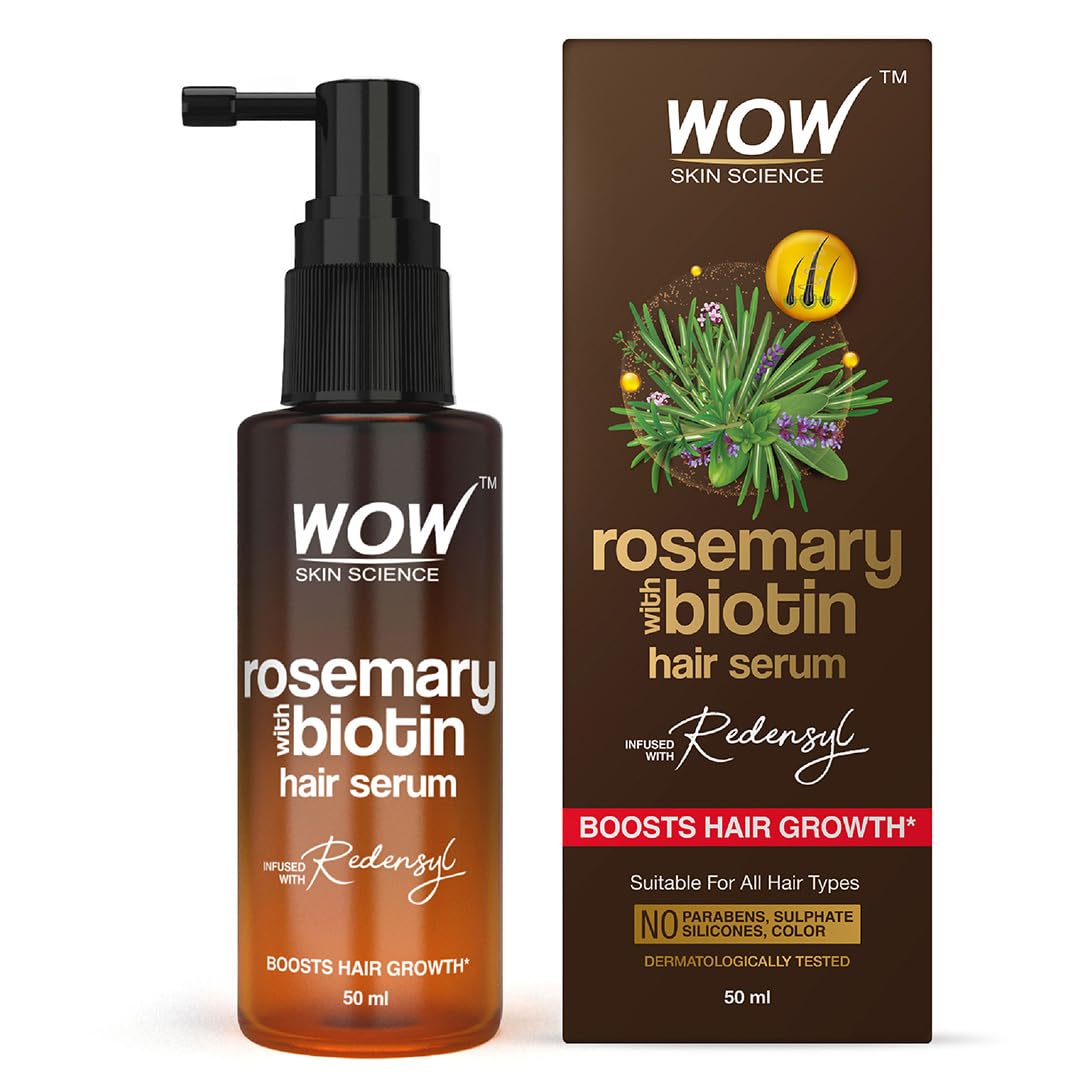 WOW Skin Science Rosemary & Biotin Hair Serum, Strengthens Weak Hair, Adds Volume, Revitalizes Hair For All Hair Types - 50ml