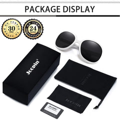 Joopin Polarized Sunglasses for Women, Ladies Big Frame Polarized Eyewear UV400 Protection Driving Fishing - White/Black