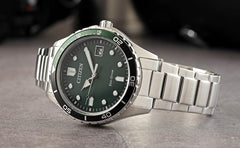Citizen Eco-Drive Solar Watch 36 mm with Stainless Steel Link Strap Silver/Green AW1828-80X