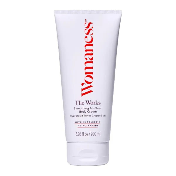 Womaness The Works All-Over Toning Body Cream, Firming Body Lotion for Women, Hydrating Body Lotion for Dry Skin with Niacinamide & Hyaluronic Acid, Anti-Aging Skin Tightening, Menopause Care - 200 ml