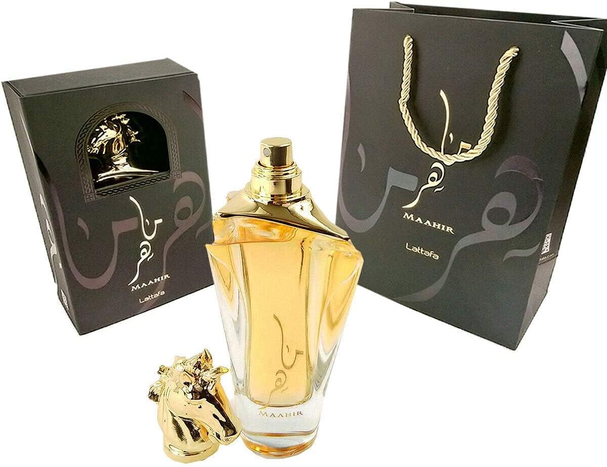 Lattafa Maahir for Unisex Eau de Parfum Spray, 3.4 Ounce