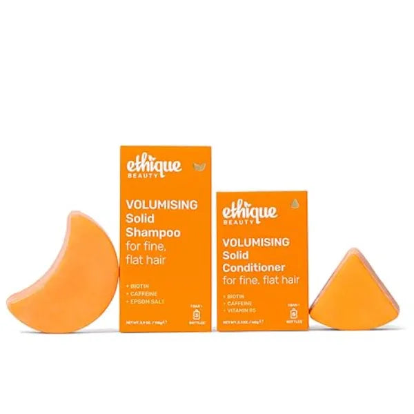 Ethique Beauty Volumizing Shampoo & Conditioner Bar Set for Fine, Flat Hair with Biotin Plastic Free, Vegan,  2 Pack