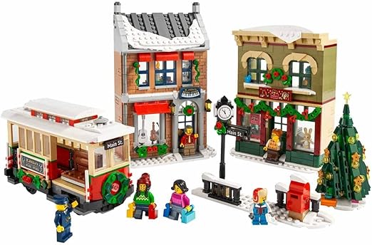 LEGO 10308 Icons Holiday Main Street, Winter Christmas Village Model Building Set with Tram, Shops, Accessories and Festive Decorations, Collectible Gift Idea for Her & Him