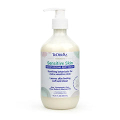 TriDerma Moisturizing Sensitive Skin Body Wash, Premium Botanicals, Aloe Vera, Chamomile, Oat, Shea Butter, Niacinamide, Creamy Body Cleanser, Paraben Free - 16.9 fl oz