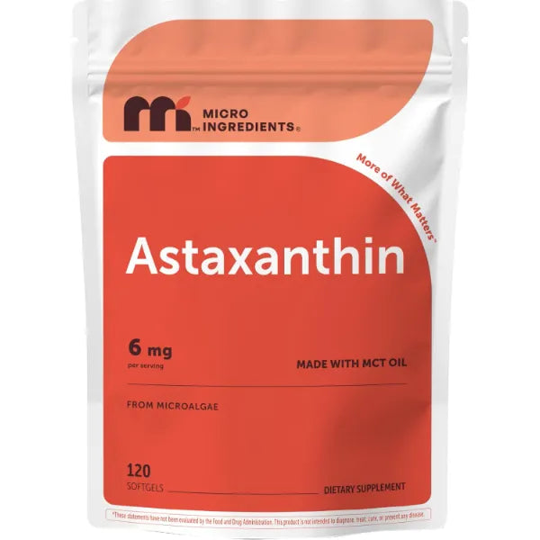Micro Ingredients Astaxanthin 6mg with MCT Oil, 120 Softgels | Premium Astaxanthin Antioxidant Supplements* | Fresh Microalgae Source | Triple Strength, Non-GMO, Gluten Free, No Soyv