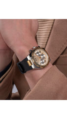 Guess Equity Multi-Function Analog Watch for Men, 44 mm Case Width, Black/Champagne