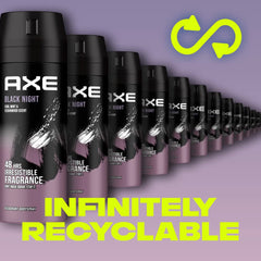 Axe Men Deodorant Body Spray for Long Lasting Odour Protection, Black Night, 48 hours Irresistible Fragrance,150ml