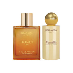BellaVita Luxury Twilight Tango Unisex Eau de Parfum Set – Honey Oud & Vanilla Blend with Fruity, Floral, Spicy & Woody Notes – Long-Lasting Luxury Perfume for Men & Women - (2 × 100 ml)