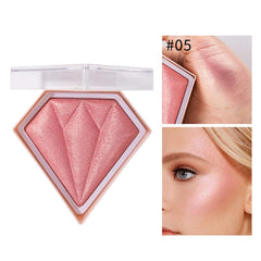 Diamond Highlight Powder Palette, Highlighting,Trimming & Blush 3 Uses Shimmer Powder, Glitter Bronzer Highlighter Powder Palette Highlighting Shimmering Powder (#03 Light Pink)