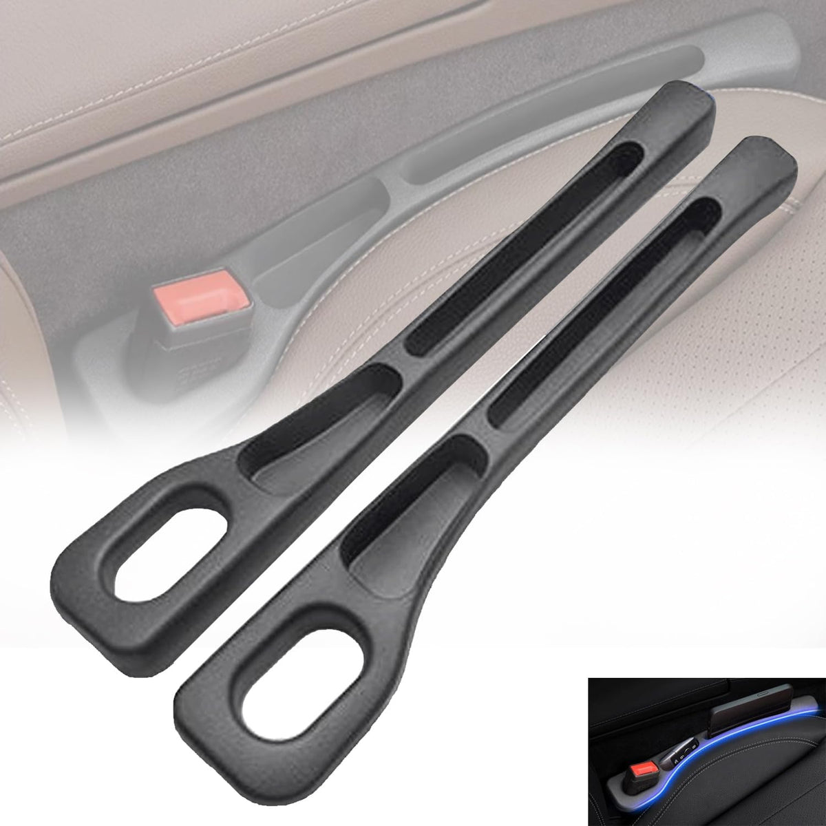 Car Seat Gap Filler Organizer, 2024 Car Gap Filler Organizer, Car Side Seat Gap Filler, Vehicle-Mounted Gap Leak-Proof Filling Strip, Universal Car Seat Gap Filler for Car SUV Truck (Black, 1 Pair)