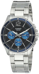 Casio Stainless Steel Analog Watch Silver/Black/Blue