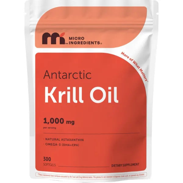 Micro Ingredients Antarctic Krill Oil 1,000 mg Per Serving, 300 Softgels | Omega-3 EPA & DHA with Phospholipids & Natural Astaxanthin | No Fishy Aftertaste | Non-GMO, Third Party Tested