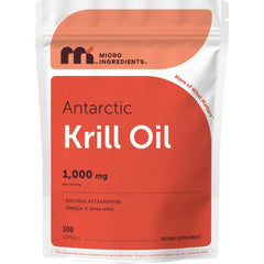 Micro Ingredients Antarctic Krill Oil 1,000 mg Per Serving, 300 Softgels | Omega-3 EPA & DHA with Phospholipids & Natural Astaxanthin | No Fishy Aftertaste | Non-GMO, Third Party Tested