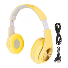 Velaurs Noise Reduction Bluetooth Headset for Kids, Foldable Over Ear Headphone Wireless Wired Headphones with Colorful Light for Phone, Laptop, Tablets, Online Learning(Yellow)
