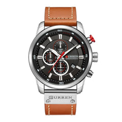CURREN 8291 Men Quartz Movement Wristwatches Fashion&Casual Leather Band Alloy Case Auto Date - white black