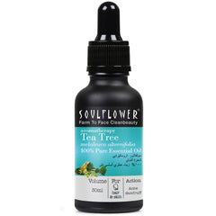 Soulflower Organic Tea Tree Essential Oil, Anti Dandruff, Anti Acne, 100% Pure, Natural, Vegan, Clinically Tested, Ecocert Cosmos Certified, 30 ml