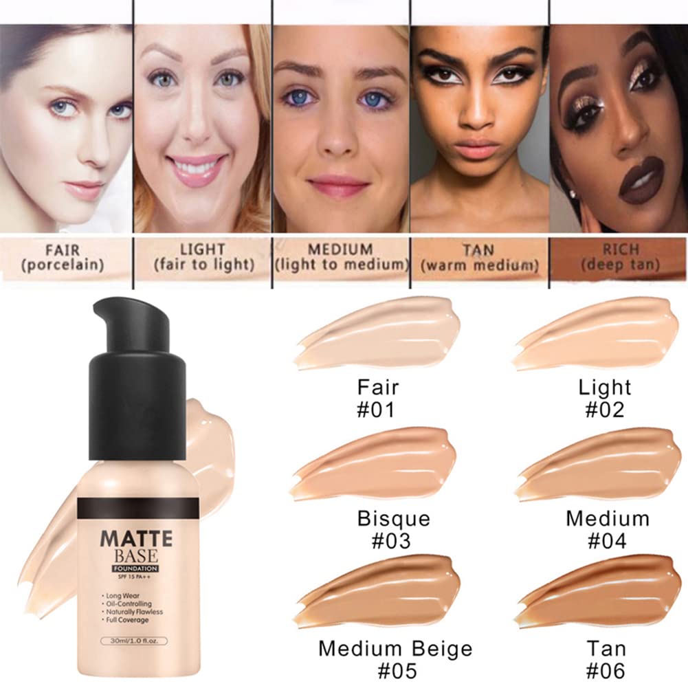 NLLNT Matte Foundation Makeup Liquid Base Waterproof Concealer Moisturizing Face BB Cream 15ml