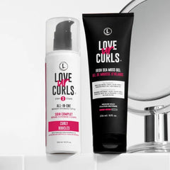 Love Ur Curls All-in-One Curl Cream Styler for Curly Hair and Irish Sea Moss Hair Gel Bundle, Define, Hydrate and Style with Shea Butter, Medium Hold Curl Styling Gel to Reduce Excess Frizz,250ml