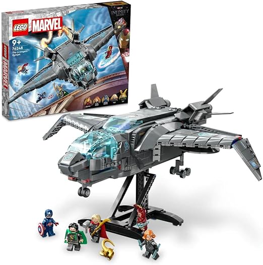 LEGO 76248 Marvel The Avengers Quinjet, Spaceship Building Toy for Kids, Boys & Girls with Thor, Iron Man, Black Widow, Loki and Captain America Minifigures, Inifinity Saga Set