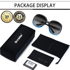 Joopin Polarized Sunglasses for Women, Ladies Big Frame Polarized Eyewear UV400 Protection Driving Fishing - Gradient Blue/Black