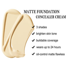 CONTEK Liquid Foundation Makeup - Waterproof Foundation Full Coverage Matte Foundation Concealer Cream, Smoother, Oil Control&Flawless