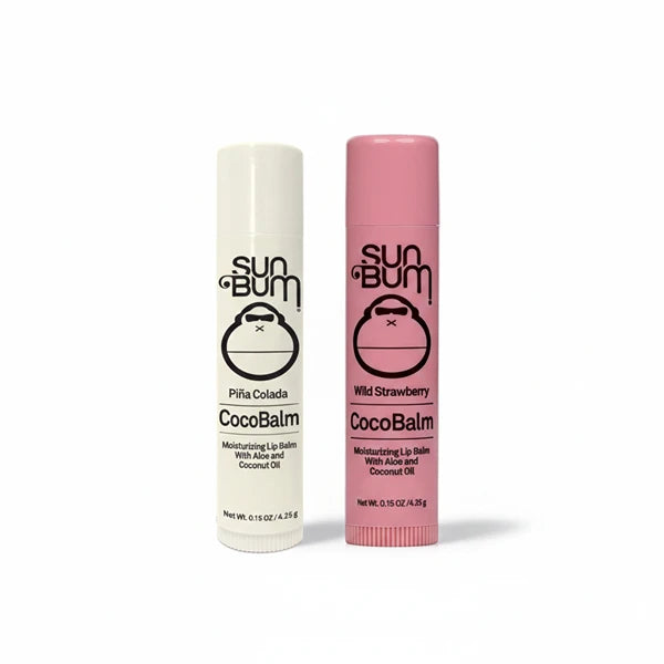 Sun Bum Wild Strawberry and Piña Colada Cocobalm Hydrating Lip Balms with Aloe | 0.15oz Sticks Bundle