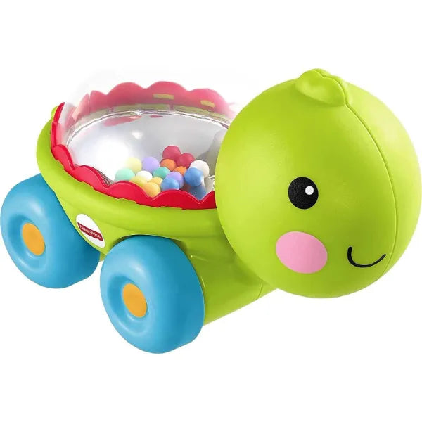 Fisher-Price Baby Crawling Toy Poppity Pop Turtle Push-Along Vehicle with Ball Popping Sounds for Kids