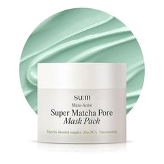 SU:M Micro Active Super Matcha Pore Mask Pack  Pore refining, oil control, exfoliating mask. with Matcha Blended Complex, Zinc PCA, and Fermented Vitamin B3 for smoother, clearer skin